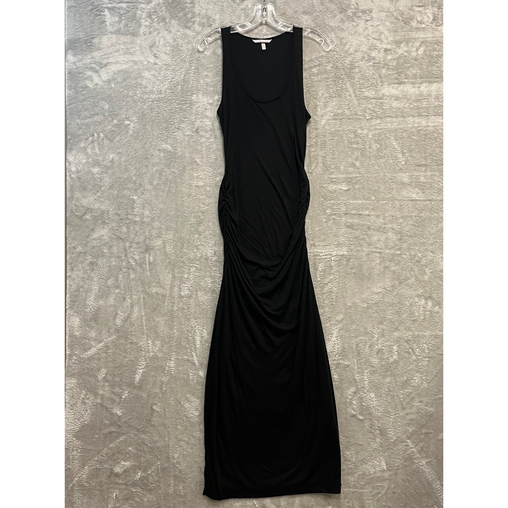 Victoria's Secret Maxi Dress Women XS Black Ruched Side‎ Slit Sleeveless